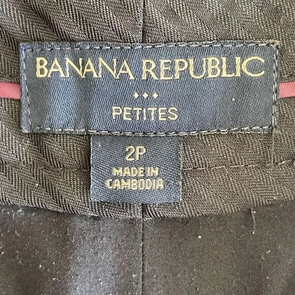 Banana Republic Black Stripes Flat Front Straight Wide Leg Slacks Career Office - Picture 7 of 11